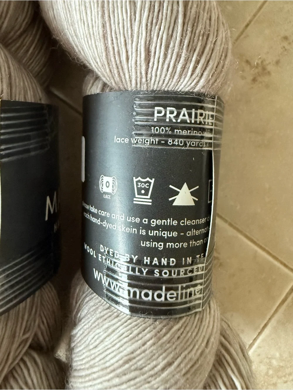 Madelinetosh Hand Dyed Yarn - Smokestone Beige Skeins
